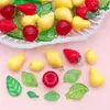 Pingente de Folha de Fruta Mini Estéreo Acrílico DIY Passante Contínuo Contas Soltas Pingente de Maçã Pera Acessórios de Joia Material