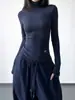 Camisa Básica de Gola Alta para Mulheres Outono e Inverno 2025, Efeito Emagrecedor, Camiseta Fashion e Estilosa de Manga Longa Top com Efeito Emagrecedor