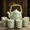 Juego de Té Kung Fu de Cerámica para el Hogar Sencillo Moderno Tetera de Flores Filtro Juego de Té para Té Negro Taza de Té 6 Piezas Grandes