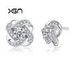 Novo conceito s925 prata esterlina quatro- folha trevo brincos feminino diamante coreano moda flor cheia de diamantes brincos jóias mulheres atacado