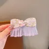 Acessórios de Cabelo de Desenho Animado com Laço e Fita Mágica para Meninas, Presilhas de Cabelo com Franja de Renda, Grampos de Cabelo de Princesa Fofos, Enfeites de Cabelo