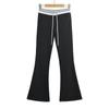 Calça Feminina Outono 2024 Hot Girl Color Block Americana com Cordão Cintura Baixa Slim Fit Micro-Wei Calça Esportiva Casual