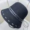 Nuevo Estilo Primavera/Verano 2024 Sombrero de Pescador Calado con Correa de Cadena, Ala Ancha Ajustable, Elegante Sombrero de Cubo con Ala Grande para el Sol