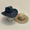 Nuevo estilo europeo y americano cinturón de remaches para exteriores sombrero de mezclilla western para hombres y mujeres protector solar casual moda sombrero de paja venta al por mayor