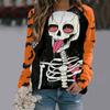 2022 nova série engraçada de Halloween cor combinando Amazon popular feminina estampada de manga comprida fábrica de camisetas atacado