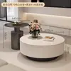 Mesa de centro de luxo leve estilo italiano em pedra sinterizada para espaços pequenos, mesa de chá redonda moderna e simples de alta qualidade para sala de estar e casa