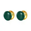 Amazon novos brincos de moda esféricos com esmalte e acabamento de vidro, estilo temperamento, fecho de orelha em latão com banho de ouro 18K, brincos atacado