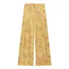 Camisa estampada marca Z, pantalones de pierna ancha de cintura alta transfronterizos, ropa de mujer europea y americana con botones decorativos, top y pantalones populares en AliExpress con detalles de cuerda ZA