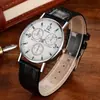 Venta al por mayor de fábrica Reloj Transfronterizo Vidrio de Luz Azul Colorido Reloj con Correa de Acero de Tres Ojos Reloj de Cuarzo para Hombre Regalo Reloj para Hombre