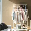 Estante Metálico de Doble Fila de Pie para Secar Ropa para Dormitorio, Almacenamiento Nocturno en Interiores y Colgador