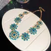 Pendientes y Collares de Flor con Incrustaciones de Diamantes Estilo Lujo Ligero Europeo y Americano, Pendientes de Moda Transfronteriza Exquisitos, Pendientes de Nicho de Gama Alta para Mujer