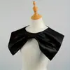 Gola Falsa com Laço de Cetim, Gola Decorativa Versátil, Design de Botão de Pérola, Acessório da Moda com Decoração de Botão de Pérola