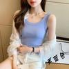 Colete Feminino Fio Plus Listra Verão Chique Estilo Hong Kong Pequeno Alça Base ins Gola Redonda Tubo Top Roupa de Baixo e de Cima