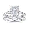 Anillo de Compromiso de Plata S925 con Diseño de Cruz de Estilo Nuevo Europeo y Americano, Set de Anillos de Boda Transfronterizos, Anillo de Compromiso de Diamante Redondo de Alto Carbono de Lujo Ligero