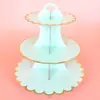 Soporte de Pastel de Papel Desechable Multicapa, Decoración de Mesa de Postres Dorada Estampada de Tres Capas, Soporte de Postres Multicapa