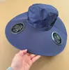 Chapéu com Aba Larga e Ventilador Solar Transfronteiriço Chapéu de Sol para Uso Externo Masculino Chapéu de Sol de Verão Chapéu de Pescador para Montanhismo