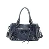 Bolsa de Motocicleta Jeans Retrô Transfronteiriça Bolsa Transversal Versátil Tendência Estilo Garota Popular Bolsa Baguete Bolsa Boston
