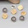 Prata de lei S925 banhada a ouro Botão com caractere Xi Acessórios vintage botão preto tinta envelhecida Material para artesanato DIY Joias