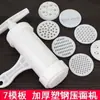 Máquina Casera de Presión Manual para Fideos Espesos de 7 Moldes Máquina de Fideos Máquina de Fideos de Río Máquina de Fideos Hele Fideos de Avena Wowo Kaolao Lao Acero Plástico
