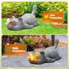 Lámpara Solar Nueva y Creativa con Forma de Gato Transfronteriza, Artesanías Únicas de Resina, Adornos para Jardín y Patio, Regalos Navideños