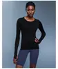 Nueva Camiseta Deportiva de Manga Larga Transpirable Ajustada para Mujer, Manga Larga, Cuello Redondo, Top para Correr y Fitness