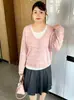 Blusa listrada de gola redonda para mulheres plus size, estilo outono 2026, suéter de tricô casual solto para mulheres plus size