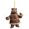 Decorações de Urso de Natal Novas Transfronteiriças Pingente Plano de Acrílico Pingente Vintage de Urso Polar para Árvore de Natal