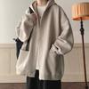 Jaqueta com Capuz Waffle Cor Sólida Retro Simples Estilo Japonês Masculina Solta Tendência Bf Marca Versátil Cardigan Moletom Jaqueta