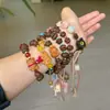 Pulsera Original Nueva Estilo Chino para Estudiantes con Granos de Café, Elementos de Osito Lindo, Zorro de Nueve Colas y Perro Canela, un Éxito en Xiaohongshu