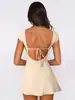 Vestido Corto Sexy Ajustado de Moda Europea y Americana Y2K Transfronterizo con Diseño de Espalda Descubierta con Lazos, Vestido de Un Solo Paso Puro Deseo