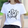 Camiseta Casual con Estampado para Mujer, Cuello Redondo, Estilo Ins, con Letras en Forma de Corazón, Manga Corta
