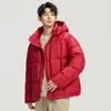 Chaqueta corta de plumón de invierno 2025 para hombre y mujer, engrosada y cálida, con capucha, marca moderna 90 de plumón de pato blanco, para parejas