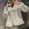 Estilo Nuevo Otoño e Invierno Piel Sintética de Visón Terciopelo Chaqueta Corta Estilo Pequeño Chanel para Mujer Acolchado Grueso de Algodón Cuello Redondo Abrigo Peludo Joven