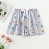 Fornecimento Direto da Fábrica Shorts de Algodão e Seda Feminino Verão Finos Florais Japoneses Caimento Elástico na Cintura Pijama Algodão Artificial Calça Única