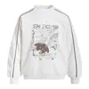 Moletom com Capuz e Estampa de Letras de Borboleta Gola Redonda Masculino Primavera e Outono Solto Streetwear Marca Tendência Design de Costura Roupa Esportiva
