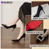 9169C-232 gamuza pedrería hebilla cuadrada suela roja poco profunda zapatos de mujer versátiles elegantes maduros para ir al trabajo