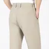 Pantalones Casuales de Lino para Verano 2026, de Cintura Alta, Corte Recto Holgado para Hombres de Mediana Edad, Color Sólido, Ropa Recta de Negocios para Hombres