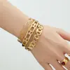Mili Bracelete Aberto Vazado de Aço Inoxidável de Alta Qualidade Combinação Banhado a Ouro 18K Bracelete com Fivela Elegante Simples e Atmosférico