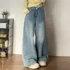 Jeans Wide-Leg Retrô para Mulheres no Inverno Novo Visual Emagrecedor Tamanho Grande Gordura mm Figura em Pera Calças Retas Soltas Drapeadas