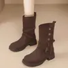 Outono/Inverno 2026 Novas Botas de Combate de Comércio Exterior Femininas Estilo Retro Merade Moda Botas de Cavaleiro Transfronteiriço