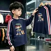 Camiseta de manga larga de algodón puro con tres rayas para niño, modelo nuevo 2026, para primavera y otoño, top base elegante de corte holgado para niños, estilo ins