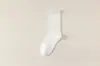 Meias de algodão puro estilo slouch para outono, meias brancas versáteis para mulheres, meias de cano médio para primavera e outono, sem costura, clássicas, de cor sólida, meias longas para mulheres