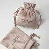 Bolsa Rosa de Veludo Popular Embalagem para Joias Amostra de Batom Perfume Bolsa de Presente Macia Logotipo Personalizado