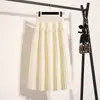 Falda de Punto Plisada para Mujer Tallas Grandes Otoño e Invierno Estilo Dulce mm con Lazo Cintura Alta Cubre Vientre Aspecto Adelgazante