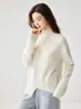 Suéter de Cachemira 100% Cachemira Pura de Cabra Suéter de Cuello Alto Medio para Mujer, Nuevo Otoño e Invierno Ajuste Holgado Cálido Tejido Superior