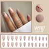 Uñas postizas almendradas desmontables color nude líneas blancas estilo Comercio Exterior europeo y americano temperamento versátil 24 piezas producto terminado