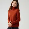 Bai Cai Rong Otoño Invierno Nuevo Suéter de Cachemira para Mujer Dobladillo Enrollado Cuello Alto Tejido Cálido Lujo Ligero Cálido Suave Esponjoso Suéter