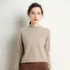 Nuevo Suéter de Cachemira para Mujer Otoño 2026, Cuello Alto Medio, Estilo Simple, Corte Holgado, Suéter Base de Punto