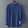 Suéter de Lana de Punto Grueso Sin Costuras Bai Cai Rong para Hombre Temporada Otoño/Invierno Cuello Semi Alto Holgado Jersey de Punto Suéter Base