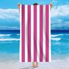 Toalha de Praia de Veludo Simples Face Transfronteiriça Toalha de Banho de Praia de Microfibra Toalha com Padrão Listrado Personalizado Toalha de Banho Praia de Verão